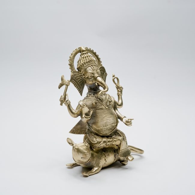 Handcrafted Dhokra Metal Small Ganesh Sittin In Rat