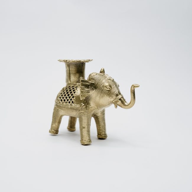 Handcrafted Dhokra Metal Elephant Candle