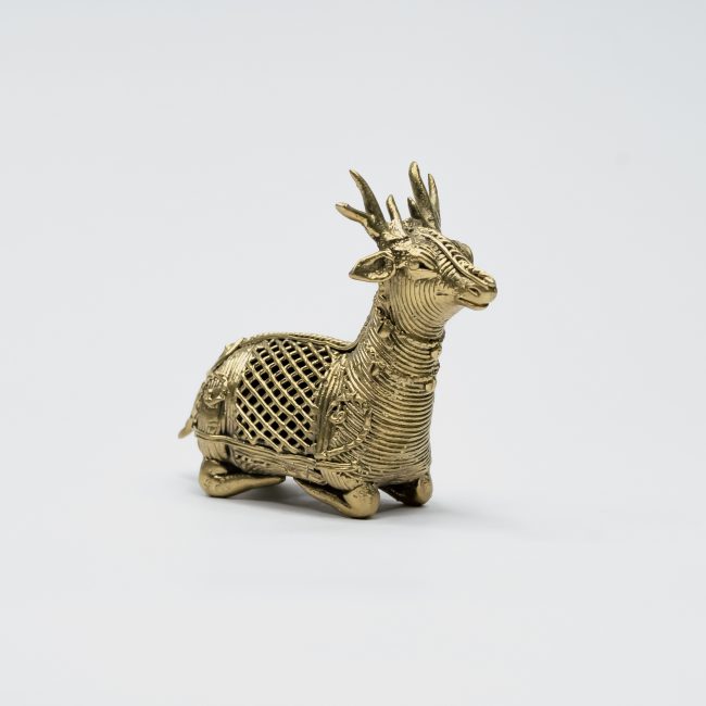 Handcrafted Dhokra Metal Sitting Deer