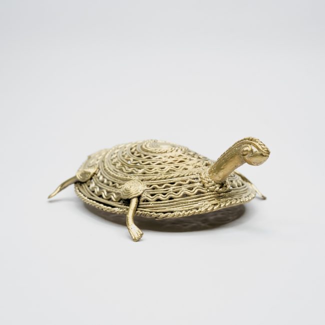 Handcrafted Dhokra Metal Plate Tortoise