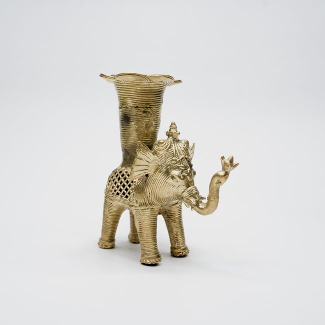Handcrafted Dhokra Metal Elephant Candle Holder
