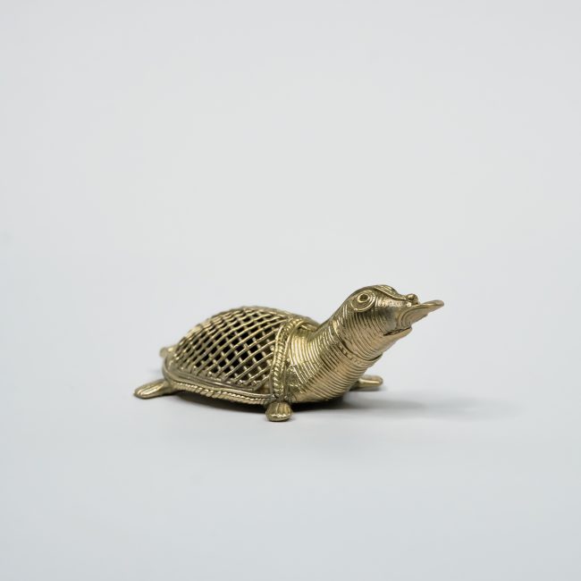 Handcrafted Dhokra Metal Tortoise Coin Mouth