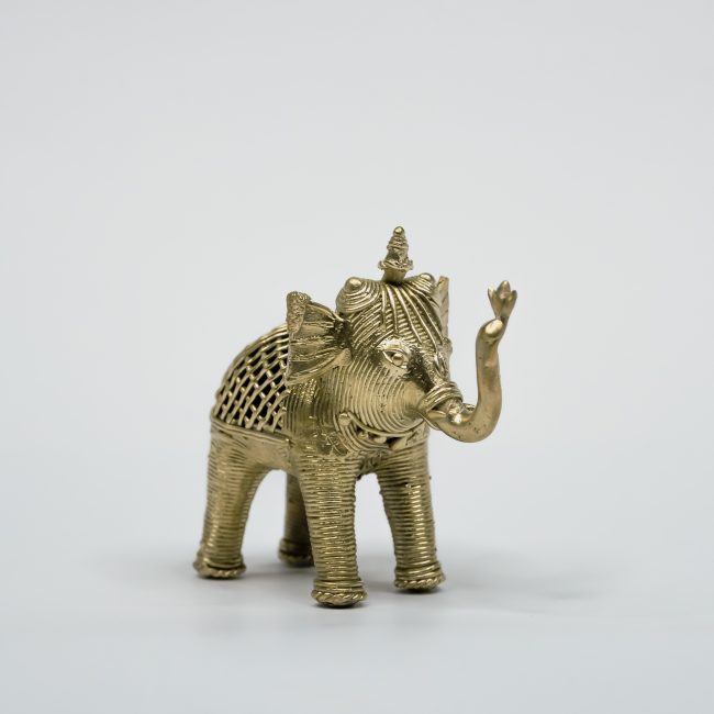 Handcrafted Dhokra Metal Elephant Wt Lotus
