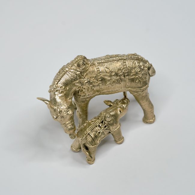 Handcrafted Dhokra Metal Turn Cow With Calf