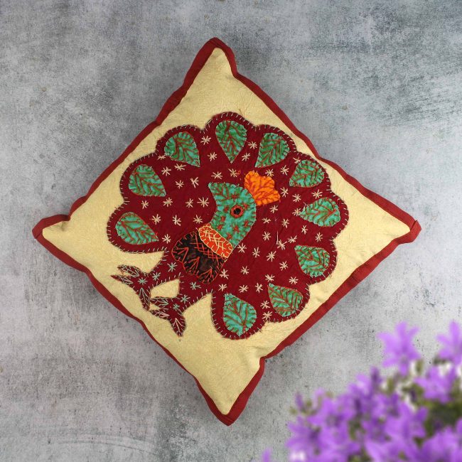 Handmade Peacock Patchwork Cushion Cover