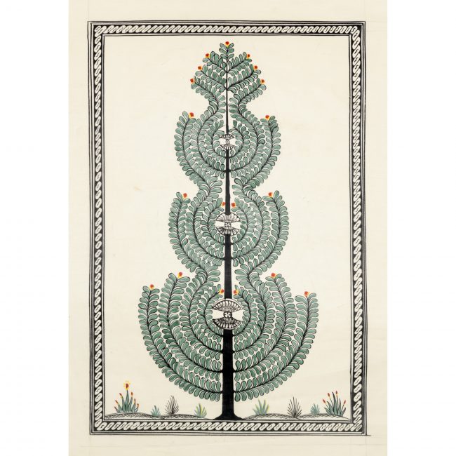 Authentic Handmade Multicolor Saura Tree Painting