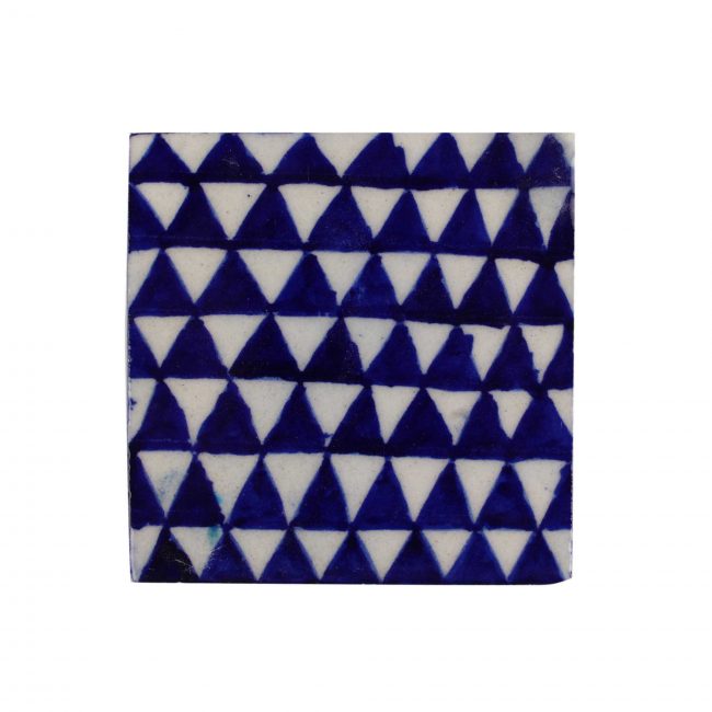 Blue Pottery Triangle Pattern Tile D-1 (5x5 Inches)