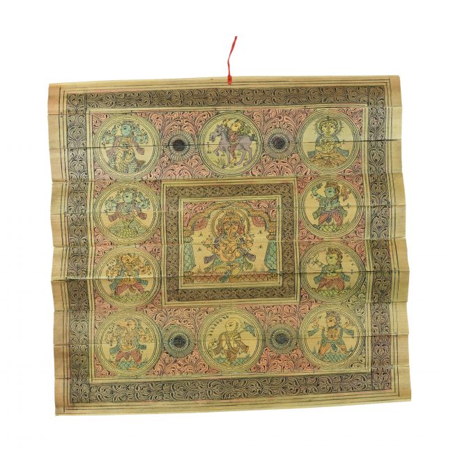 Handcrafted Multicolor Palm Leaf Engraved Pattachitra Painting