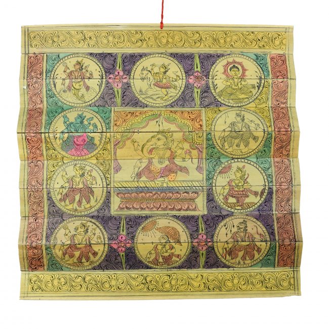 Handcrafted Multicolor Palm Leaf Engraved Pattachitra Painting