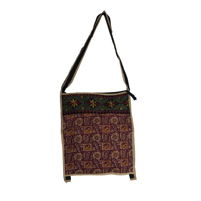 Handmade Multicolor Cotton Kalamkari Kantha Patch Bag