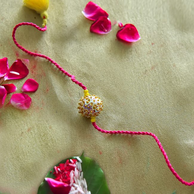 Handmade Sequence Ball Multicolor Rakhi