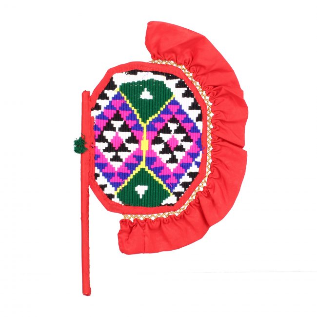 Multicolor Hand Embroidered Small Round Hand Fan