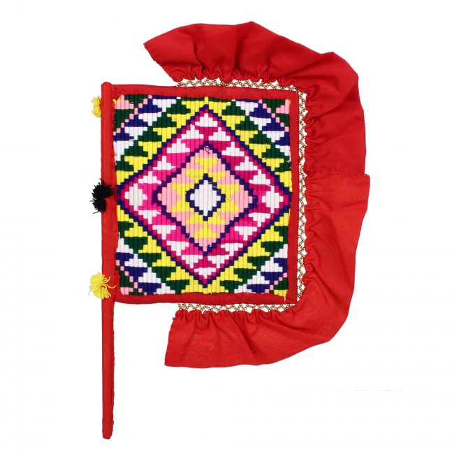 Multicolor Hand Embroidered Square Hand Fan