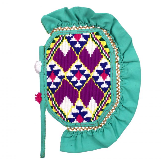 Multicolor Hand Embroidered Big Round Hand Fan