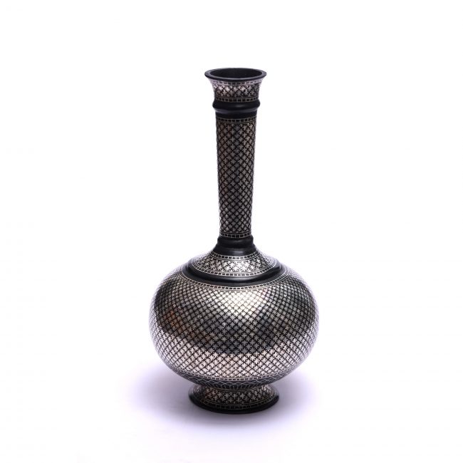 Bidri Handcrafted Suraye Vase – Star Jungle Silver Inlay Work | Tribes India