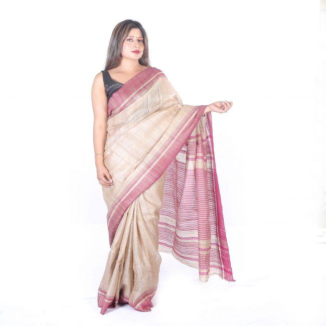 Handwoven White Plain Silk Saree