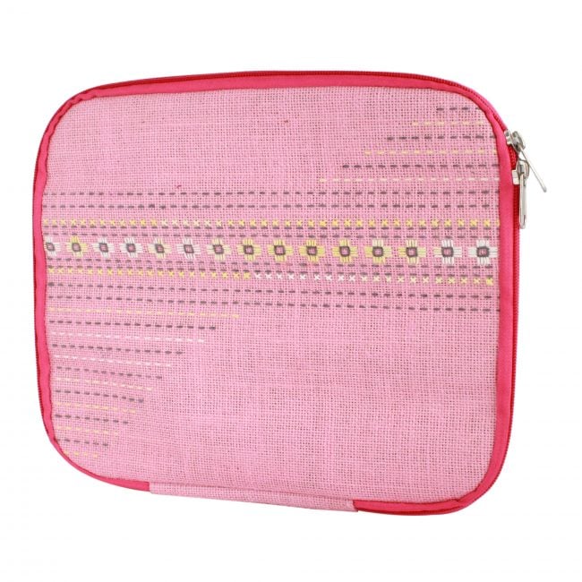 Hand Embroidered Jute Ipad Bag