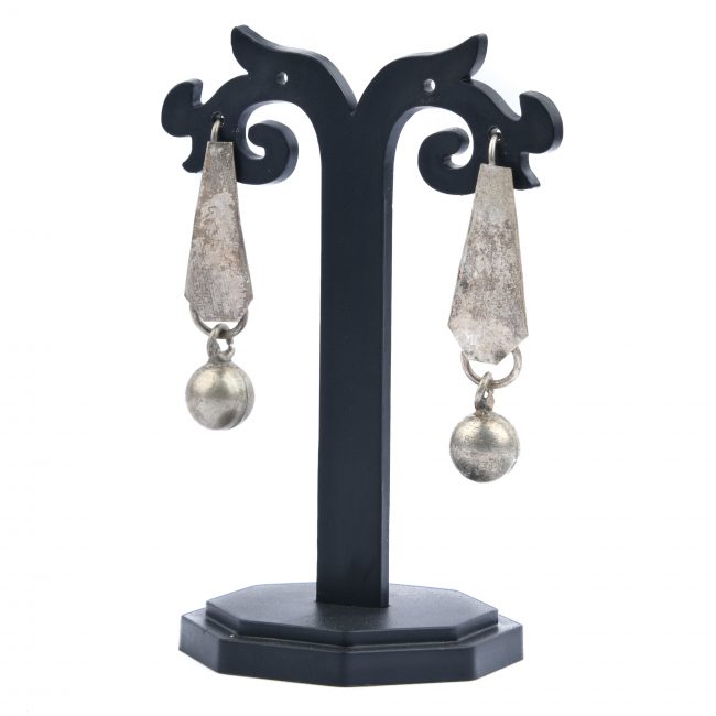 Tribes India Silver Stone Dangler Cone Earrings