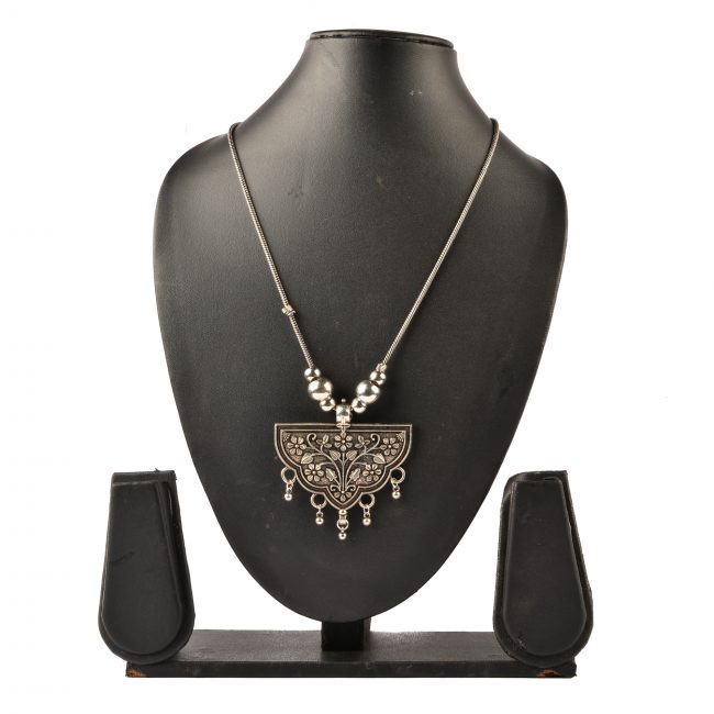 German Silver Necklace with Half Cut Locket