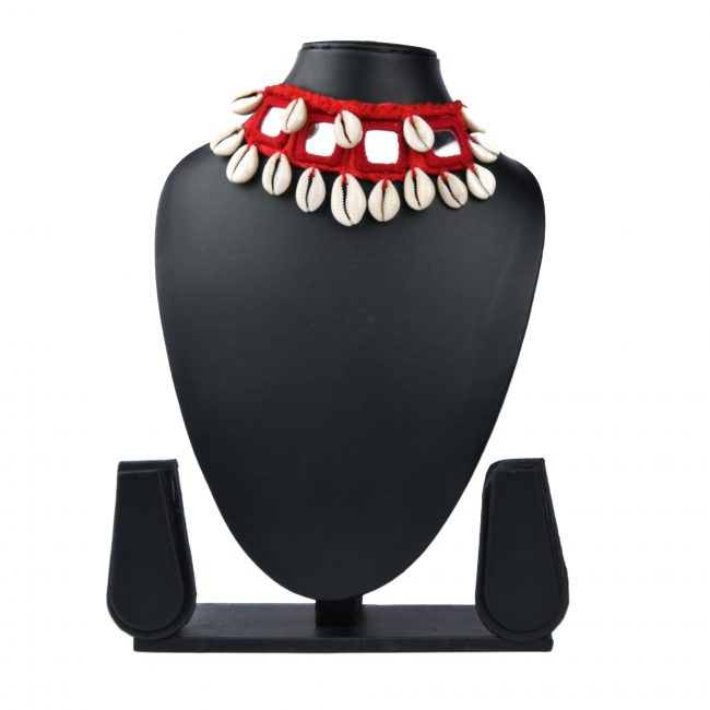 Tribes India Embroidery Necklace Choker with Mirror