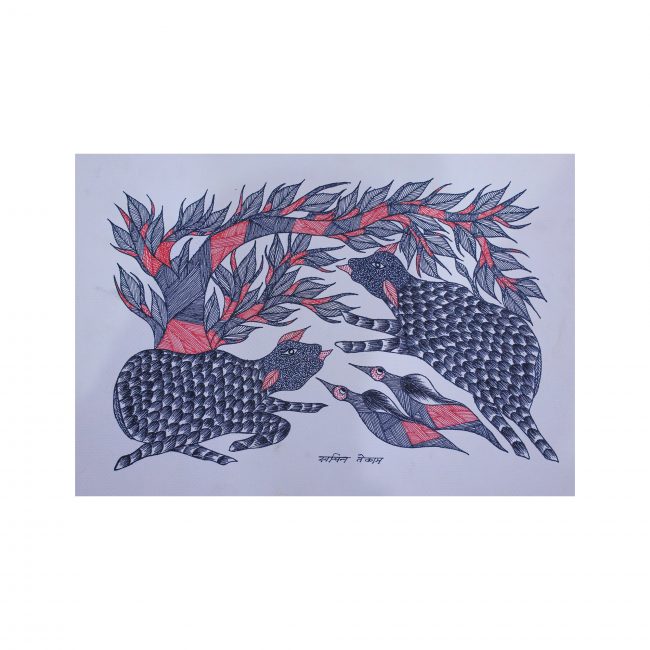 Handmade Multicolor Gond Paper Painting (Copy)