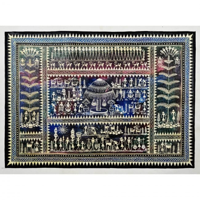 Handmade Multicolor Saura Painting