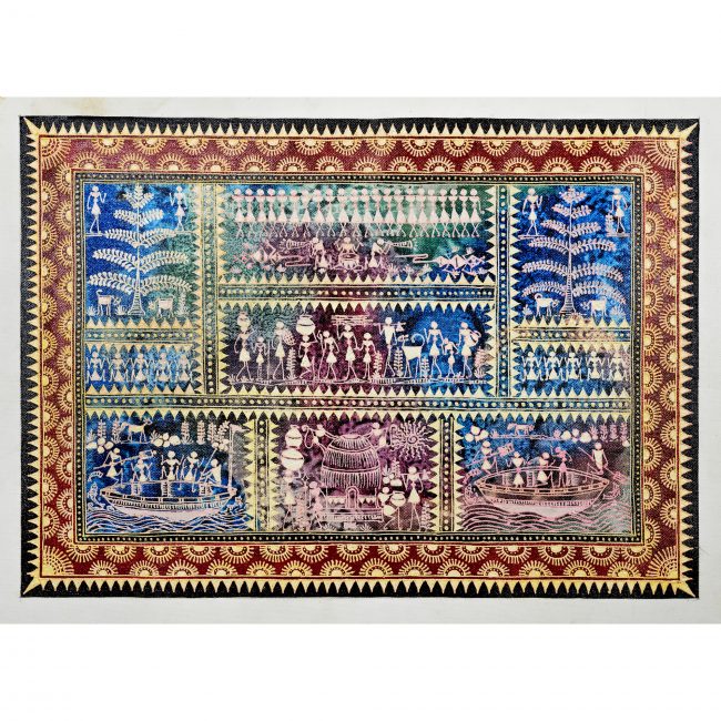 Handmade Multicolor Saura Painting