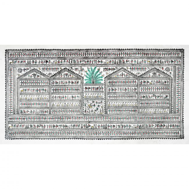 Handmade Multicolor Saura Painting