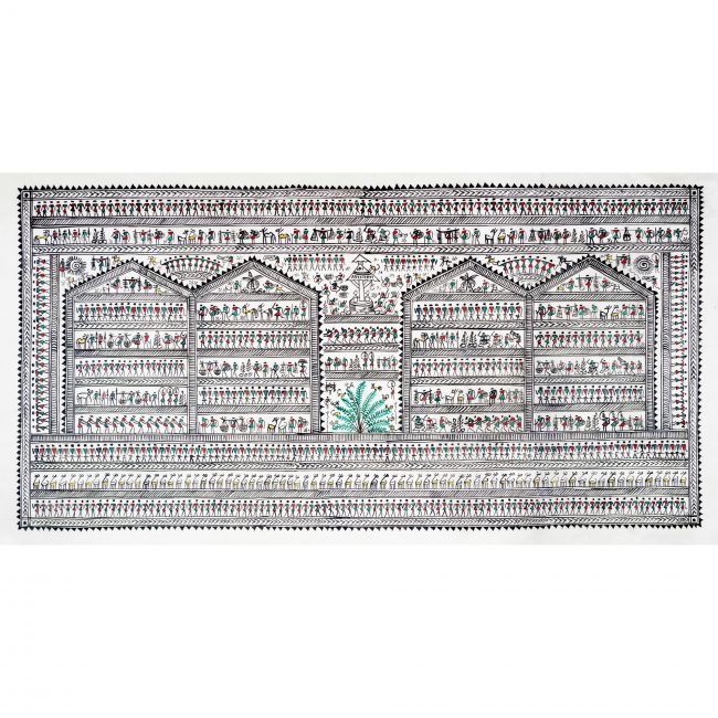 Handmade Multicolor Saura Painting