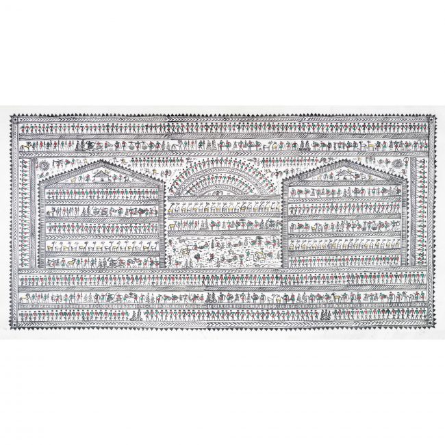 Handmade Multicolor Saura Painting