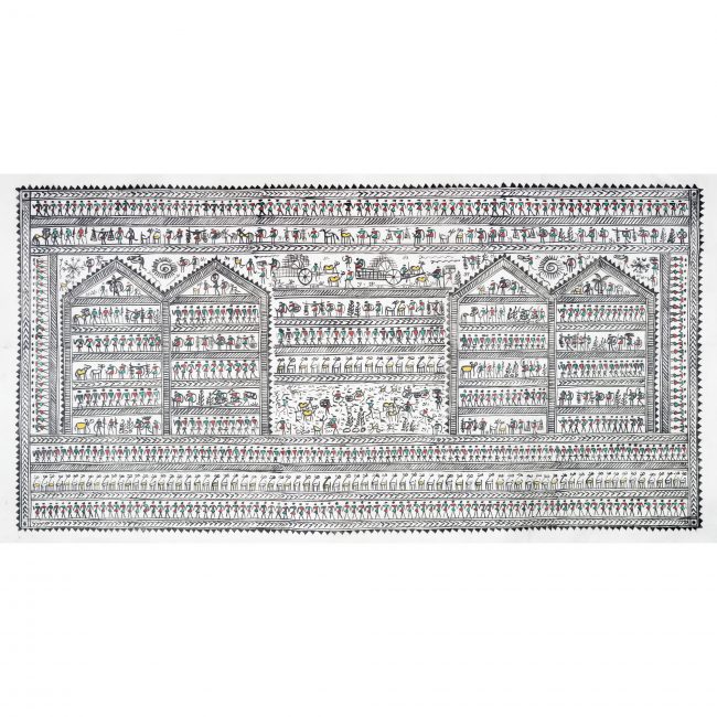 Handmade Multicolor Saura Painting