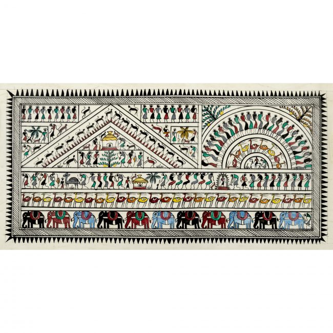 Handmade Multicolor Saura Painting