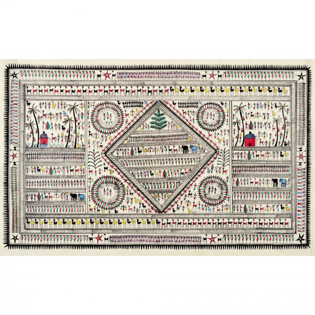 Handmade Multicolor Saura Painting