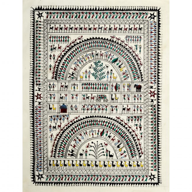 Handmade Multicolor Saura Painting