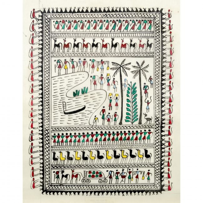 Handmade Multicolor Saura Painting