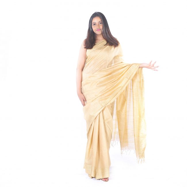 Handwoven Yellow Plain Katan Saree