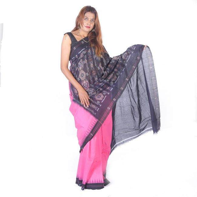 Handwoven Pink Plain Cotton Silk Saree