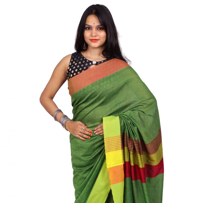 Handwoven Self Design Cotton Saree