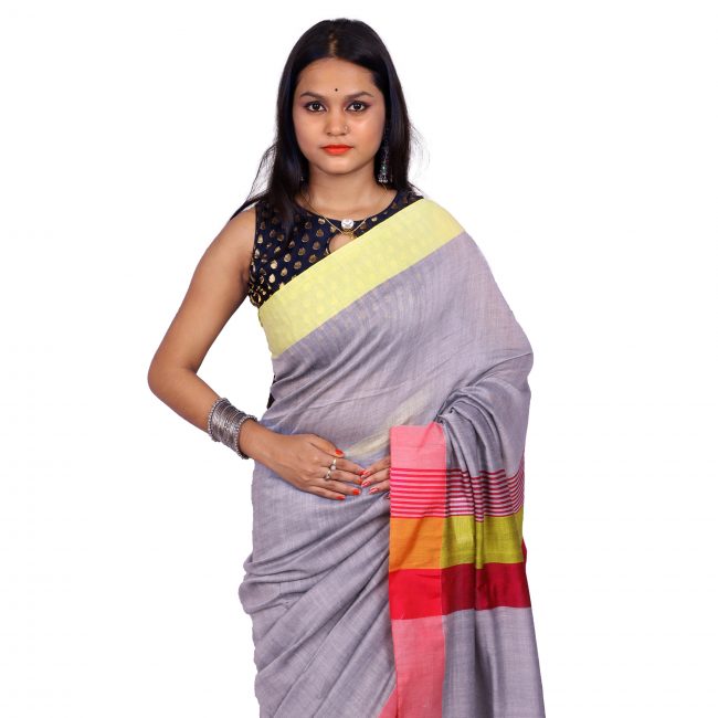 Handwoven Self Design Cotton Saree