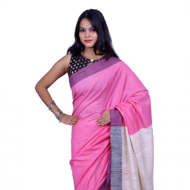 Handwoven Tussar Ghicha Silk Saree