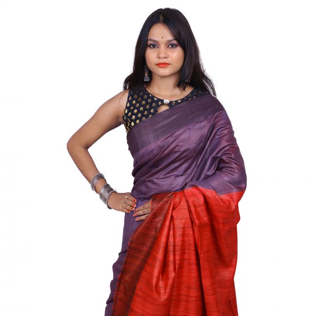 Handwoven Tussar Ghicha Silk Saree