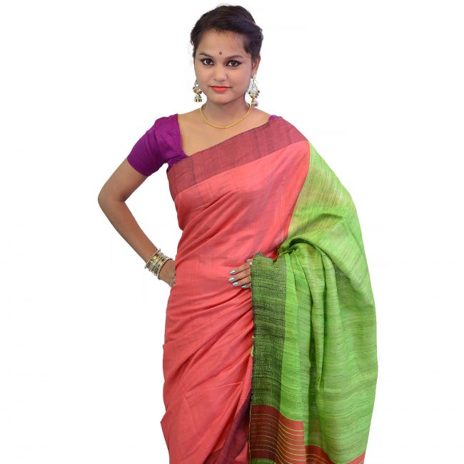 Handwoven Tussar Ghicha Silk Saree