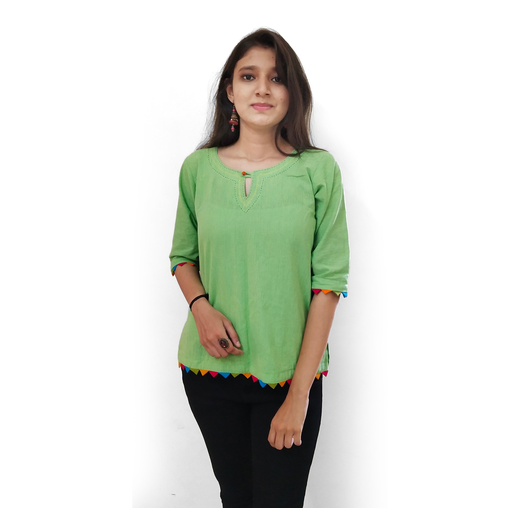 Green Lace Short Top - M