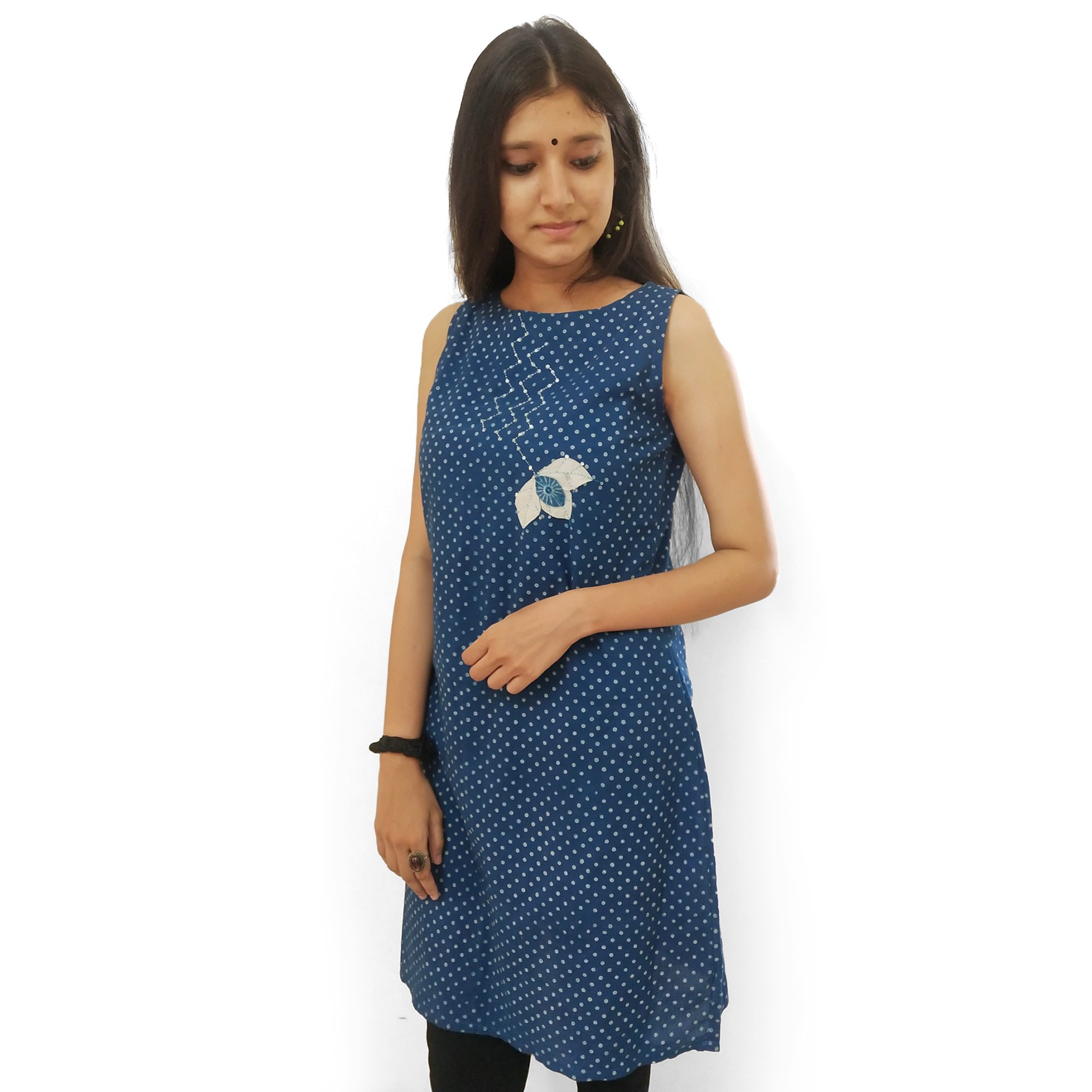 Blue Sleveless Kurti