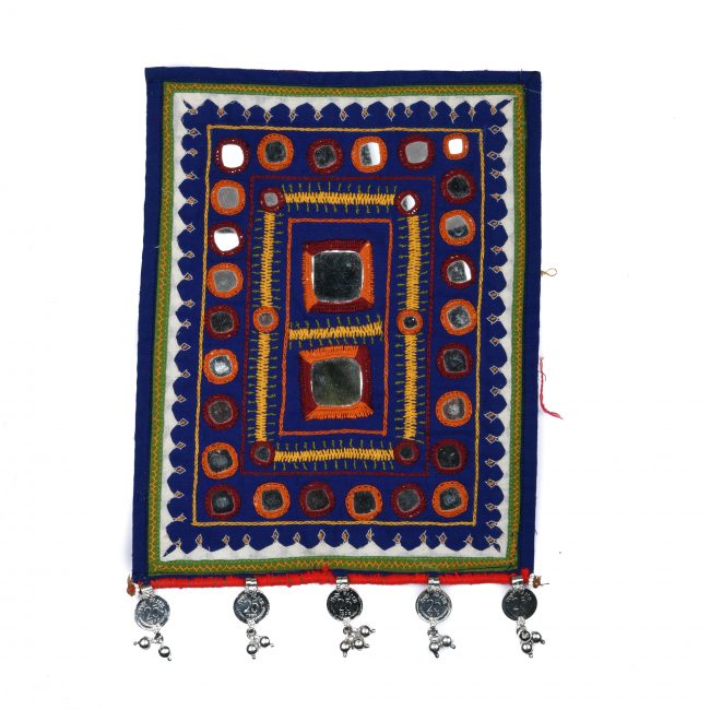 Tribes India Handmade Multi-Color Coins Patch with Mirror Design
