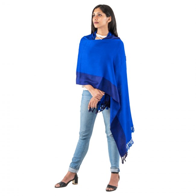 Woolen Stole (Noil Silk) Blue