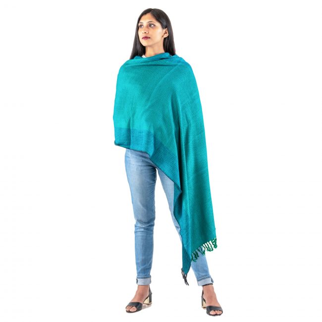Woolen Stole (Noil Silk)  Silk Green