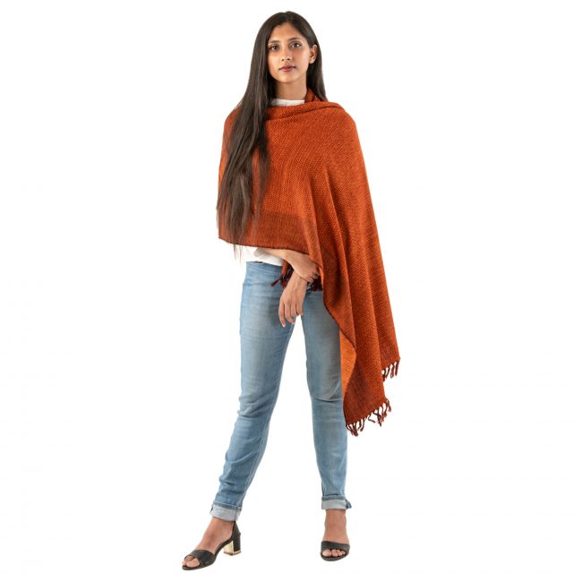 Woolen Stole (Noil Silk)Silk Orange