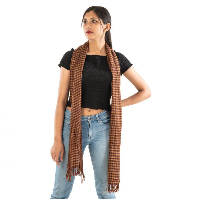 Woolen Muffler (Mulberry Silk) Light Dark Brown