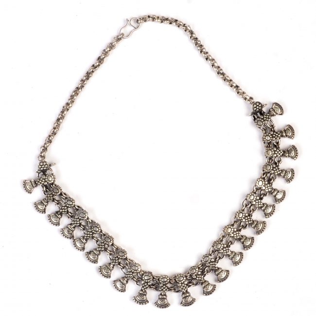 Handcrafted Grey Metal & Beads Necklace